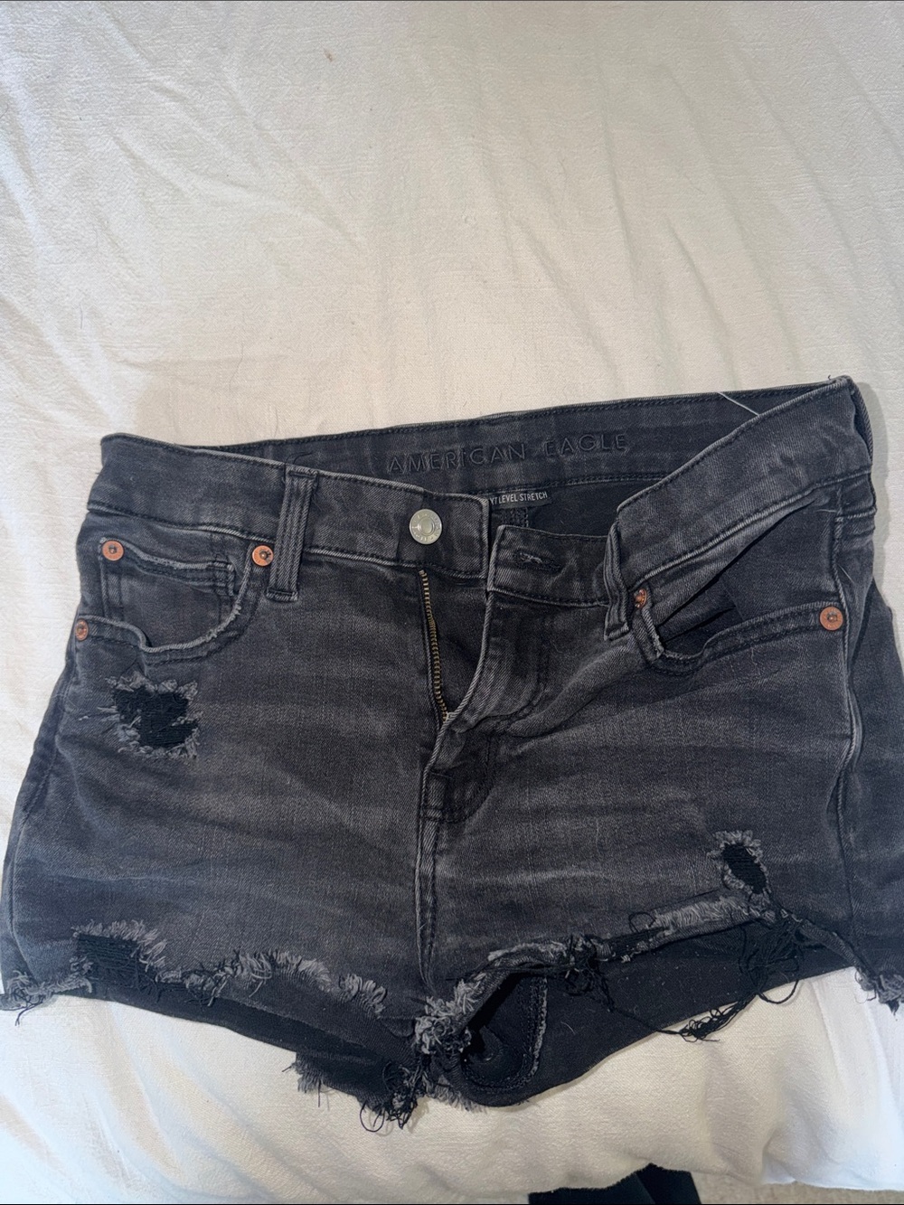 American Eagle Outfitters Black Distressed Cutoff Jean Shorts